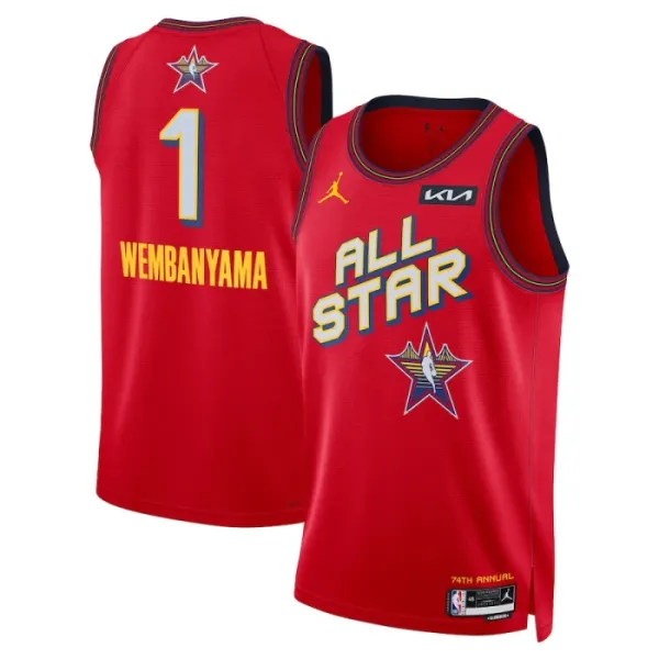Camiseta Victor Wembanyama All Star 2025 Rojo Swingman para Hombre Camiseta Victor Wembanyama All Star 2025 Rojo Swingman para Hombre