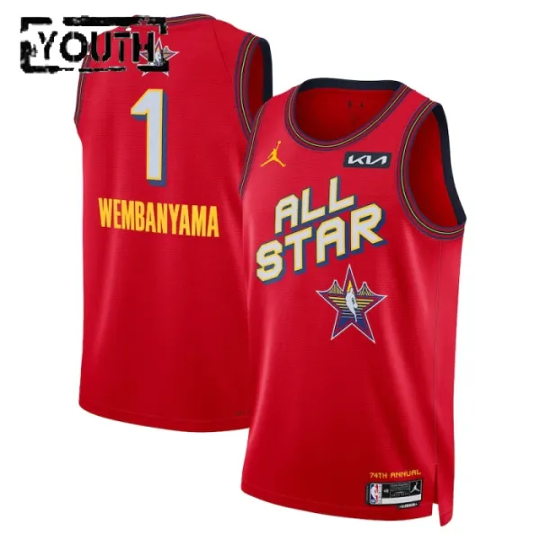 Camiseta Victor Wembanyama All Star 2025 Rojo Swingman para Niño Camiseta Victor Wembanyama All Star 2025 Rojo Swingman para Niño