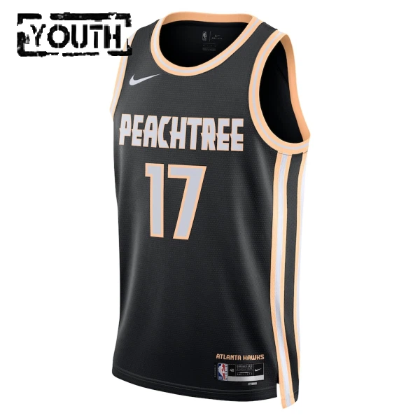 Camiseta Atlanta Hawks Onyeka Okongwu City Edition 2025-26 Negro Swingman para Niño