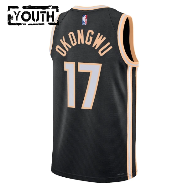 Camiseta Atlanta Hawks Onyeka Okongwu City Edition 2025-26 Negro Swingman para Niño