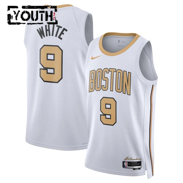 Camiseta Boston Celtics Derrick White City Edition 2025-26 Blanco Swingman para Niño
