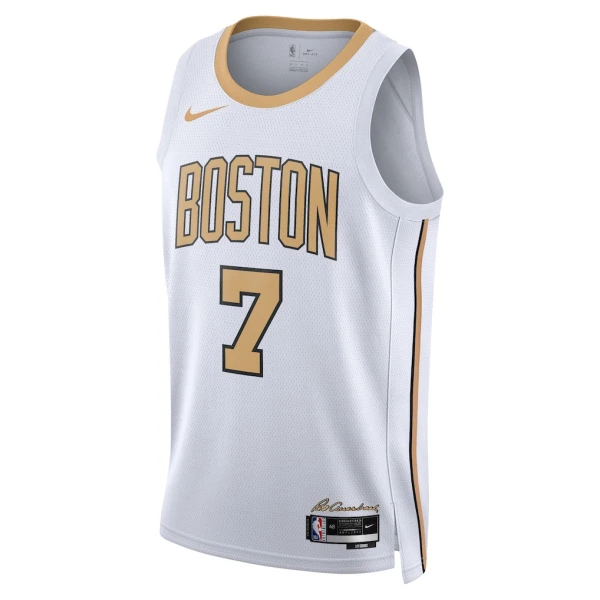 Camiseta Boston Celtics Jaylen Brown City Edition 2025-26 Blanco Swingman para Hombre
