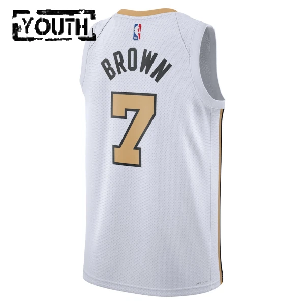 Camiseta Boston Celtics Jaylen Brown City Edition 2025-26 Blanco Swingman para Niño