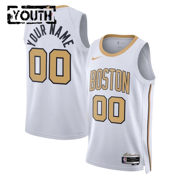 Camiseta Boston Celtics Personalizada City Edition 2025-26 Blanco Swingman para Niño