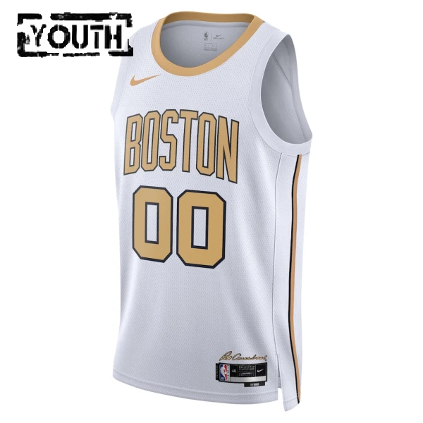 Camiseta Boston Celtics Personalizada City Edition 2025-26 Blanco Swingman para Niño