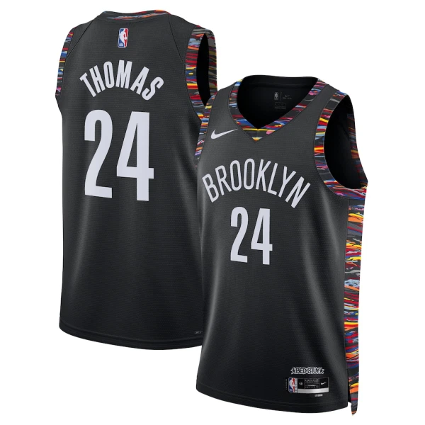 Camiseta Brooklyn Nets Cam Thomas City Edition 2025-26 Negro Swingman para Hombre