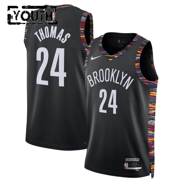 Camiseta Brooklyn Nets Cam Thomas City Edition 2025-26 Negro Swingman para Niño