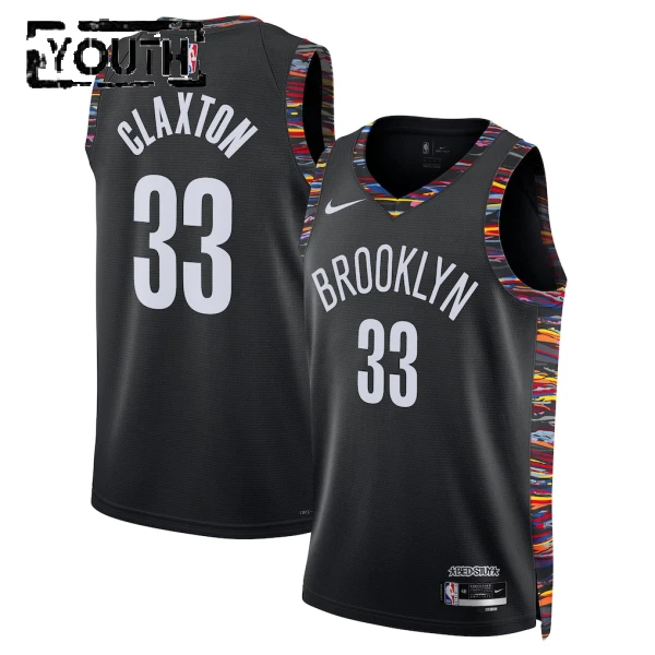 Camiseta Brooklyn Nets Nic Claxton City Edition 2025-26 Negro Swingman para Niño