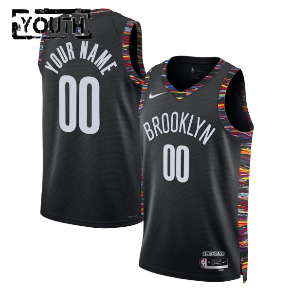 Camiseta Brooklyn Nets Personalizada City Edition 2025-26 Negro Swingman para Niño