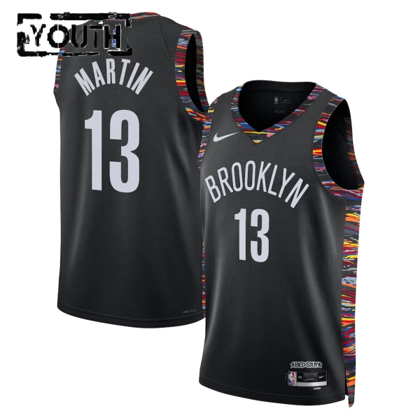 Camiseta Brooklyn Nets Tyrese Martin City Edition 2025-26 Negro Swingman para Niño