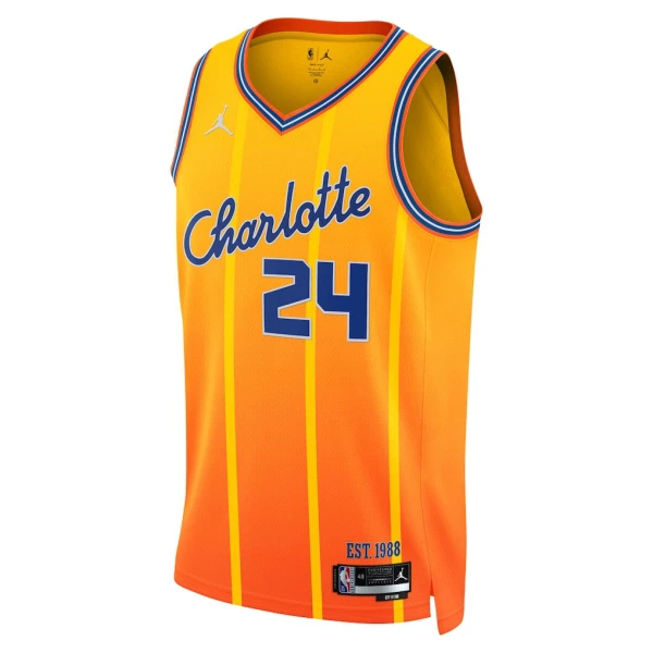 Camiseta Charlotte Hornets Brandon Miller City Edition 2025-26 Oro Swingman para Hombre