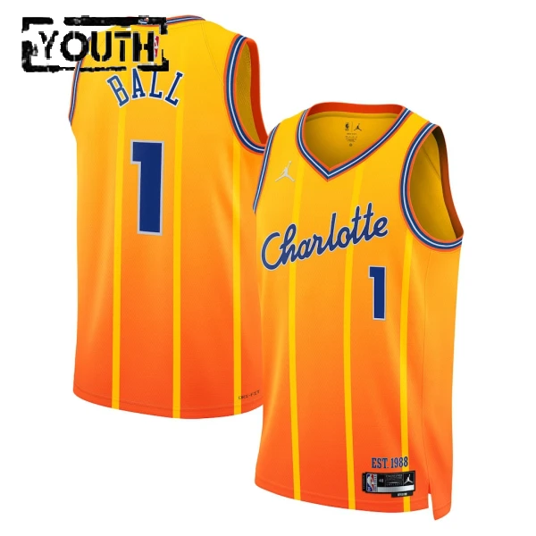 Camiseta Charlotte Hornets Lamelo Ball City Edition 2025-26 Oro Swingman para Niño Camiseta Charlotte Hornets Lamelo Ball City Edition 2025-26 Oro Swingman para Niño