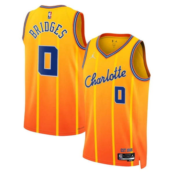 Camiseta Charlotte Hornets Miles Bridges City Edition 2025-26 Oro Swingman para Hombre