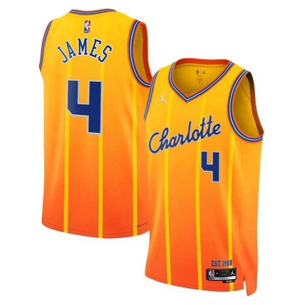 Camiseta Charlotte Hornets Sion James City Edition 2025-26 Oro Swingman para Hombre