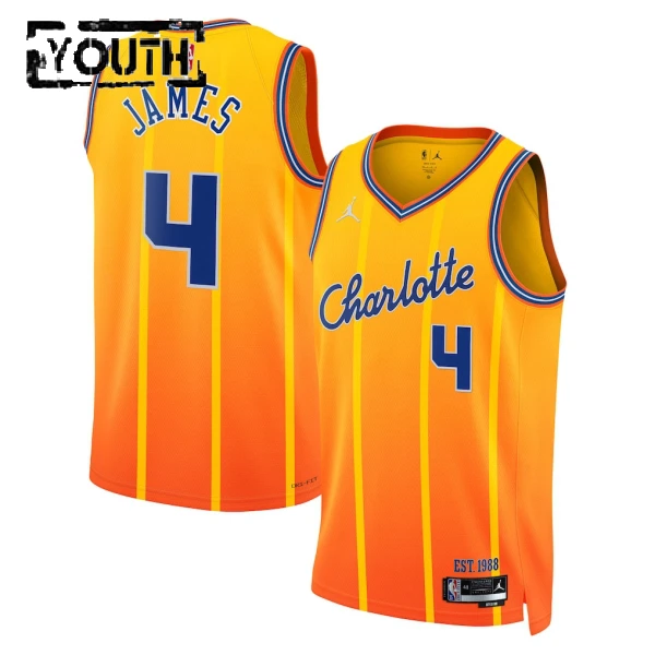 Camiseta Charlotte Hornets Sion James City Edition 2025-26 Oro Swingman para Niño