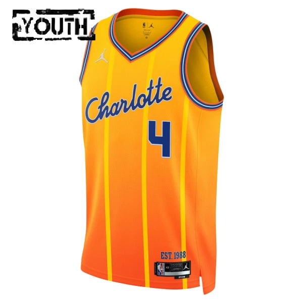 Camiseta Charlotte Hornets Sion James City Edition 2025-26 Oro Swingman para Niño