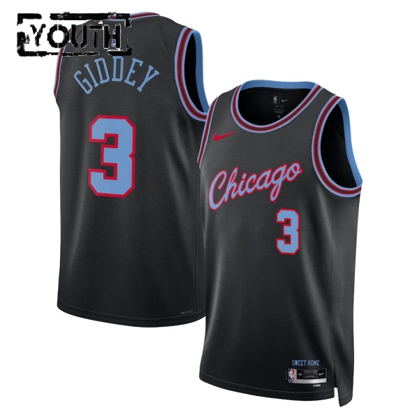Camiseta Chicago Bulls Josh Giddey City Edition 2025-26 Negro Swingman para Niño
