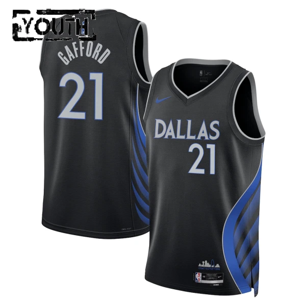 Camiseta Dallas Mavericks Daniel Gafford City Edition 2025-26 Negro Swingman para Niño