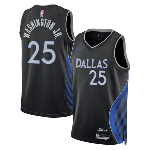 Camiseta Dallas Mavericks Washington JR City Edition 2025-26 Negro Swingman para Hombre