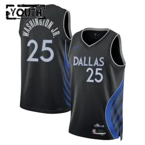 Camiseta Dallas Mavericks Washington JR City Edition 2025-26 Negro Swingman para Niño