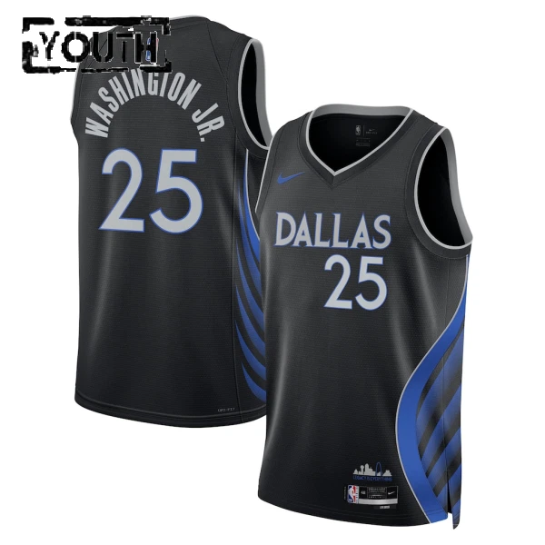 Camiseta Dallas Mavericks Washington JR City Edition 2025-26 Negro Swingman para Niño