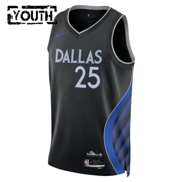 Camiseta Dallas Mavericks Washington JR City Edition 2025-26 Negro Swingman para Niño