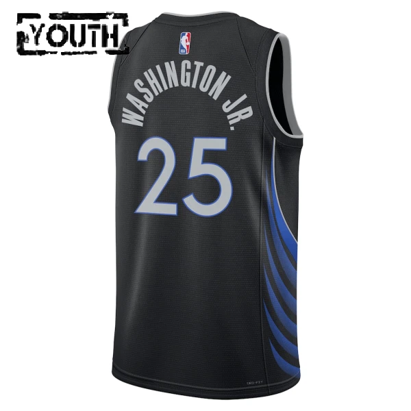 Camiseta Dallas Mavericks Washington JR City Edition 2025-26 Negro Swingman para Niño