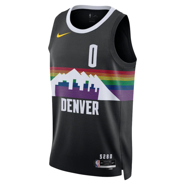 Camiseta Denver Nuggets Christian Braun City Edition 2025-26 Negro Swingman para Hombre