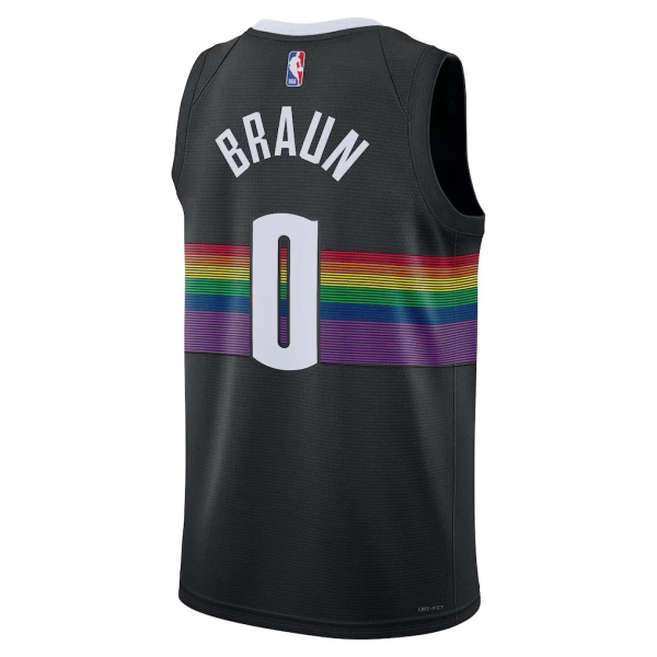Camiseta Denver Nuggets Christian Braun City Edition 2025-26 Negro Swingman para Hombre