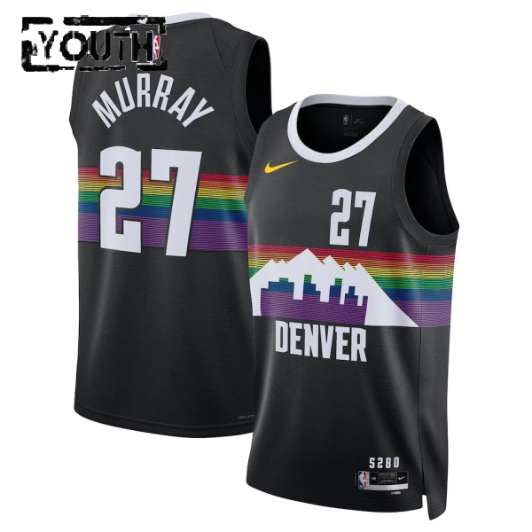 Camiseta Denver Nuggets Jamal Murray City Edition 2025-26 Negro Swingman para Niño