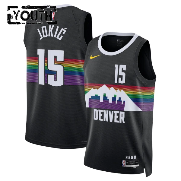 Camiseta Denver Nuggets Nikola Jokic City Edition 2025-26 Negro Swingman para Niño