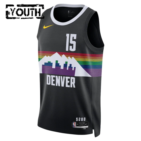 Camiseta Denver Nuggets Nikola Jokic City Edition 2025-26 Negro Swingman para Niño