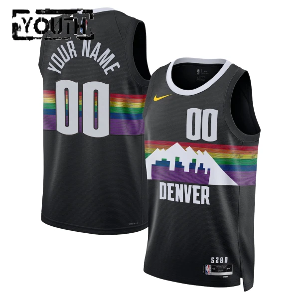 Camiseta Denver Nuggets Personalizada City Edition 2025-26 Negro Swingman para Niño Camiseta Denver Nuggets Personalizada City Edition 2025-26 Negro Swingman para Niño