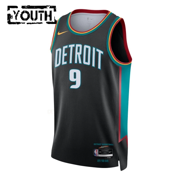 Camiseta Detroit Pistons Ausar Thompson City Edition 2025-26 Negro Swingman para Niño