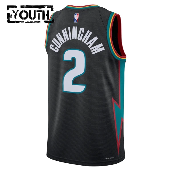 Camiseta Detroit Pistons Cade Cunningham City Edition 2025-26 Negro Swingman para Niño