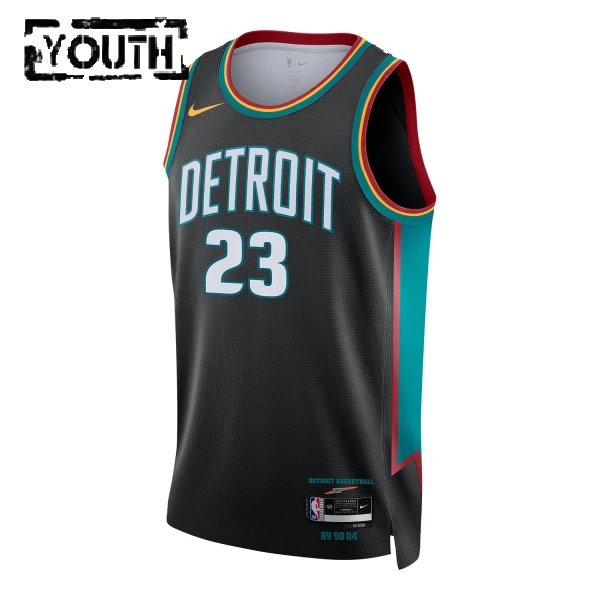 Camiseta Detroit Pistons Jaden Ivey City Edition 2025-26 Negro Swingman para Niño