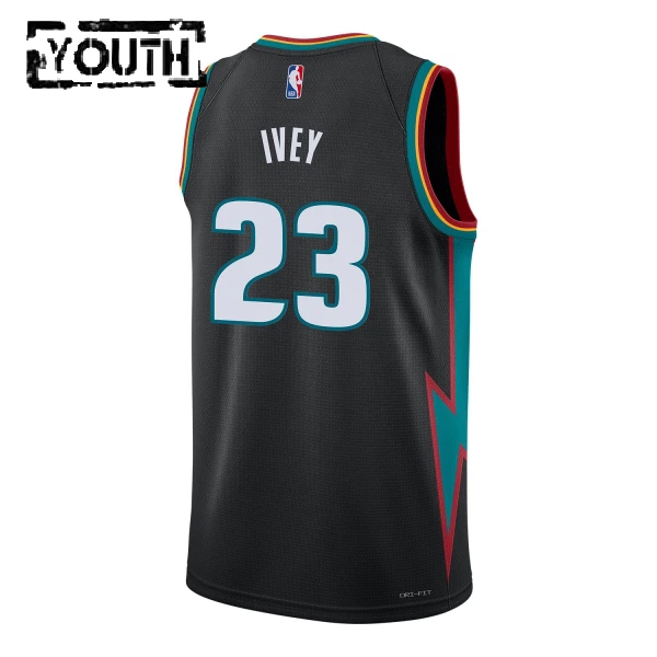 Camiseta Detroit Pistons Jaden Ivey City Edition 2025-26 Negro Swingman para Niño