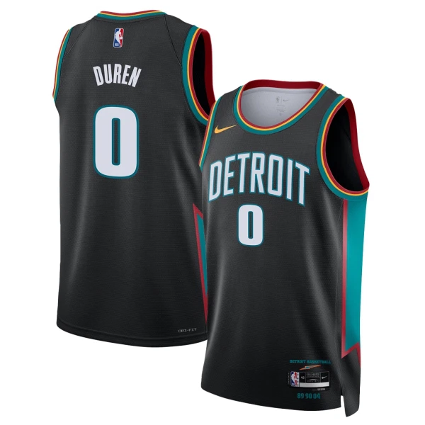 Camiseta Detroit Pistons Jalen Duren City Edition 2025-26 Negro Swingman para Hombre