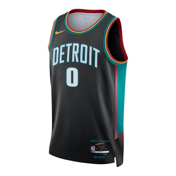 Camiseta Detroit Pistons Jalen Duren City Edition 2025-26 Negro Swingman para Hombre
