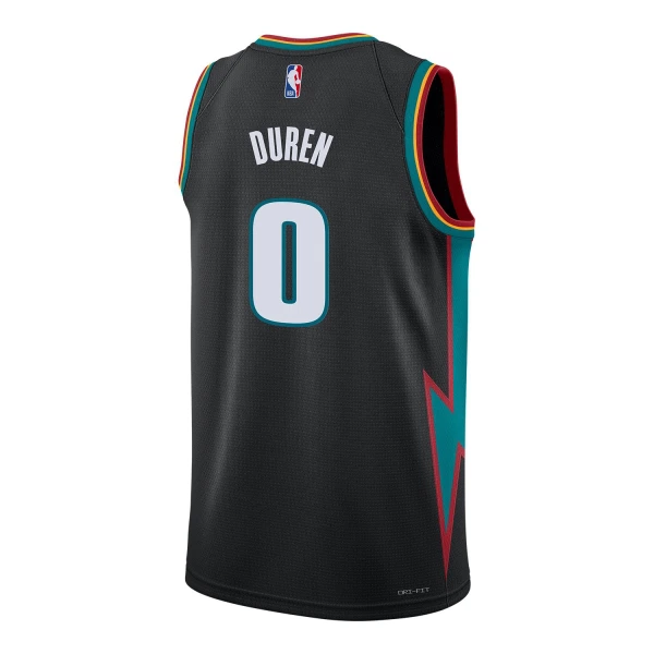 Camiseta Detroit Pistons Jalen Duren City Edition 2025-26 Negro Swingman para Hombre