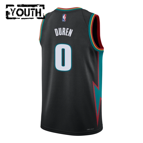 Camiseta Detroit Pistons Jalen Duren City Edition 2025-26 Negro Swingman para Niño