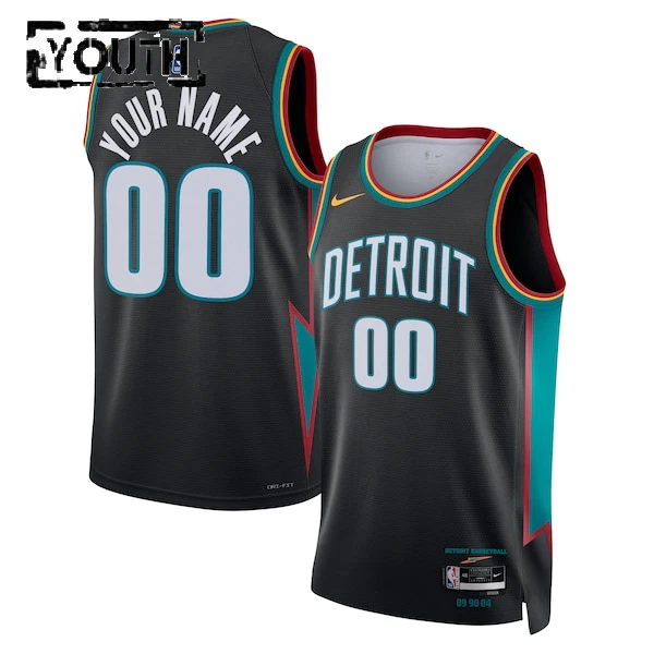 Camiseta Detroit Pistons Personalizada City Edition 2025-26 Negro Swingman para Niño Camiseta Detroit Pistons Personalizada City Edition 2025-26 Negro Swingman para Niño
