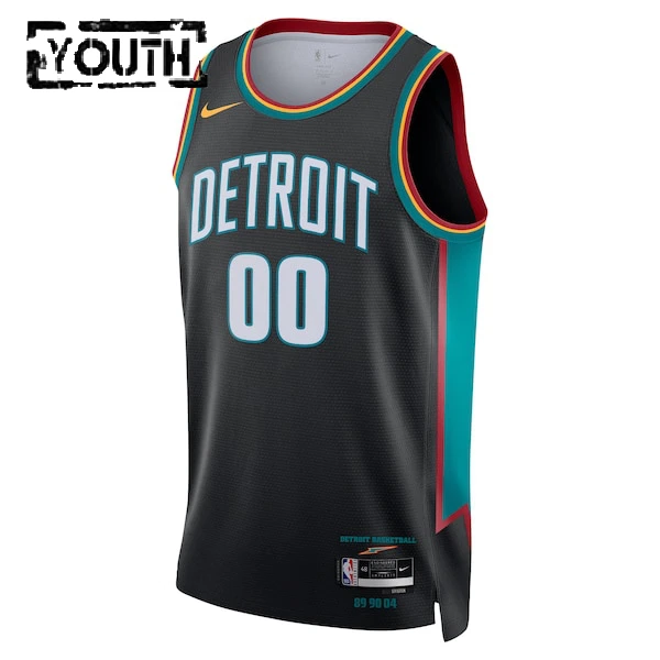 Camiseta Detroit Pistons Personalizada City Edition 2025-26 Negro Swingman para Niño