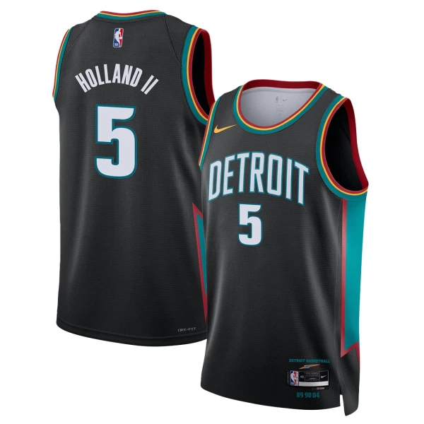 Camiseta Detroit Pistons Ron Holland II City Edition 2025-26 Negro Swingman para Hombre