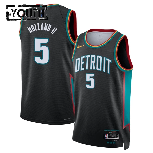 Camiseta Detroit Pistons Ron Holland II City Edition 2025-26 Negro Swingman para Niño