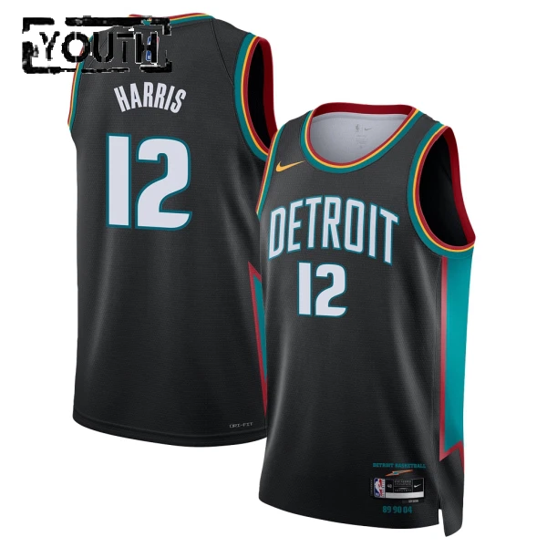 Camiseta Detroit Pistons Tobias Harris City Edition 2025-26 Negro Swingman para Niño