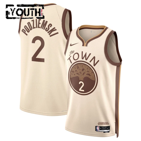 Camiseta Golden State Warriors Brandin Podziemski City Edition 2025-26 Blanco Swingman para Niño