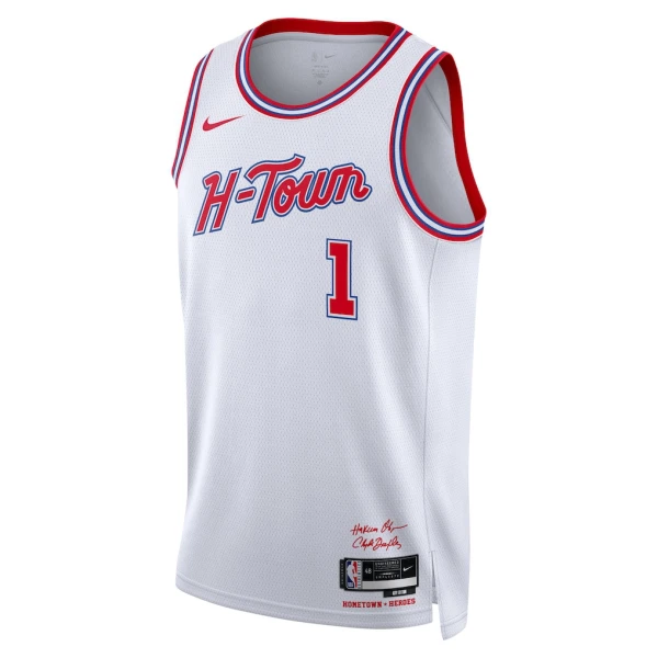 Camiseta Houston Rockets Amen Thompson City Edition 2025-26 Blanco Swingman para Hombre
