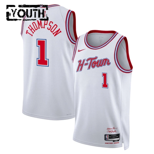 Camiseta Houston Rockets Amen Thompson City Edition 2025-26 Blanco Swingman para Niño