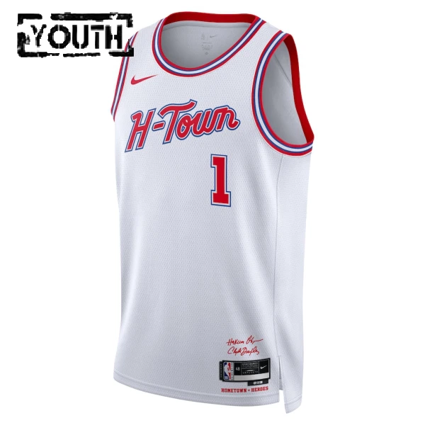 Camiseta Houston Rockets Amen Thompson City Edition 2025-26 Blanco Swingman para Niño